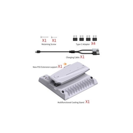PS5 Slim ve Tüm Modeller için Multi Fonksiyon Soğutma ve Şarj Ünitesi TP5-3537B