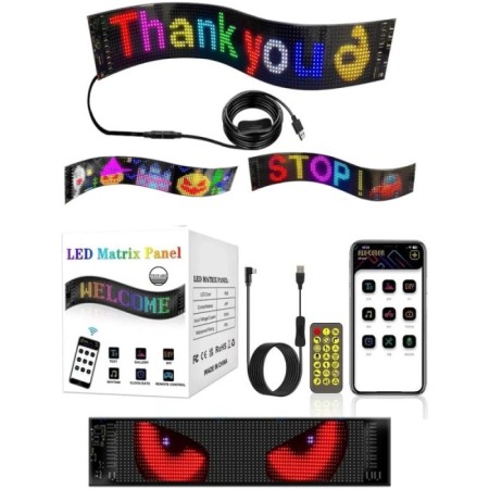 Led Matrix Panel Rg-B Ekran Kumandalı App Kontrollü Iş Yeri Otomobil Tır 60 Cm