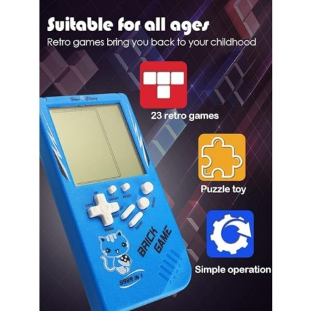 Tetris Oyun Konsolu 23 Bulmaca Oyunu Bataryalı 3.5 Inç LCD Mini Taşınabilir Atari