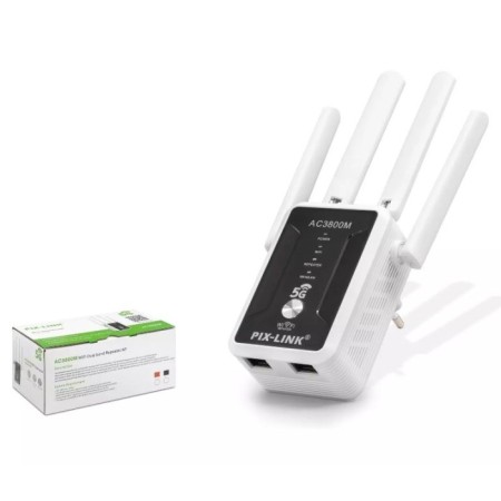 HADRON Pix-Link Lv-Ac32Q AC1200 Dual Band Wifi Sinyal Güçlendirici Repeater 1200Mbps Siyah / Beyaz